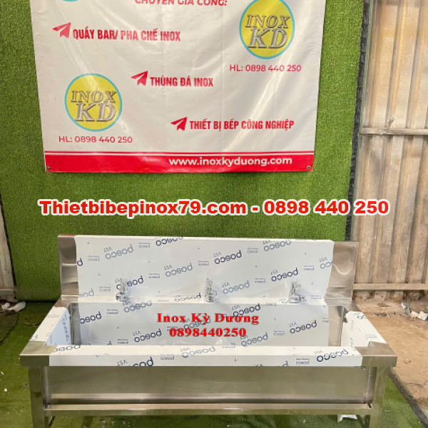 CHẬU RỬA INOX 304 THIẾT KẾ CÔNG NGHIỆP 3 VÒI CAO CẤP 