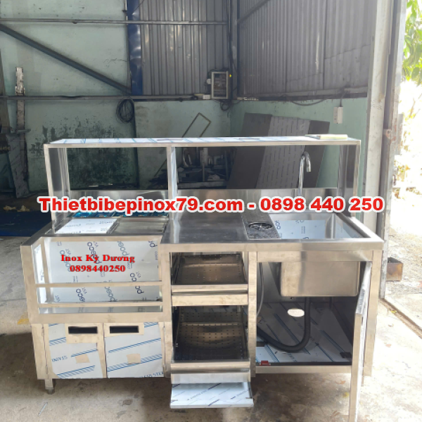 QUẦY PHA CHẾ INOX ĐA NĂNG TẠI XƯỞNG – THIẾT KẾ CHUYÊN NGHIỆP, TỐI ƯU HIỆU SUẤT