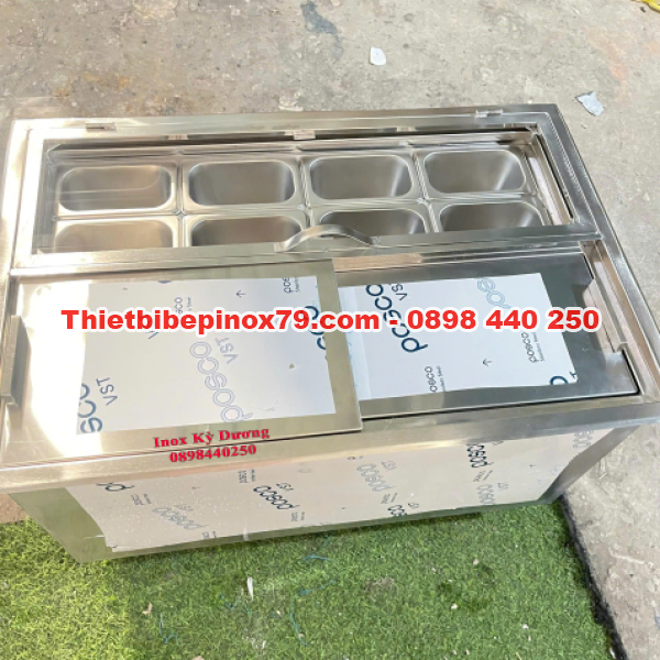 THÙNG ĐÁ INOX ÂM BÀN KHAY TOPPING GIẢI PHÁP CHUYÊN NGHIỆP CHO QUÁN TRÀ SỮA