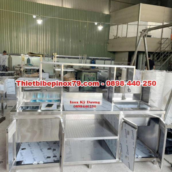 QUẦY PHA CHẾ INOX 304 ĐA NĂNG THIẾT KẾ CHUYÊN NGHIỆP CHO QUÁN CAFE, TRÀ SỮA, BAR