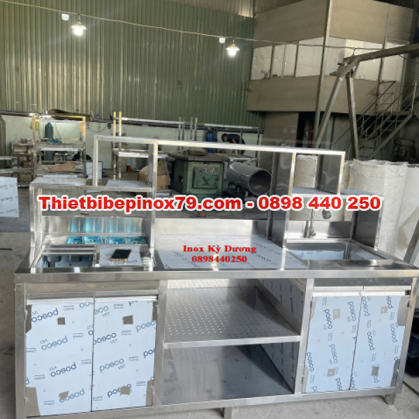 QUẦY PHA CHẾ INOX 304 ĐA NĂNG THIẾT KẾ CHUYÊN NGHIỆP CHO QUÁN CAFE, TRÀ SỮA, BAR