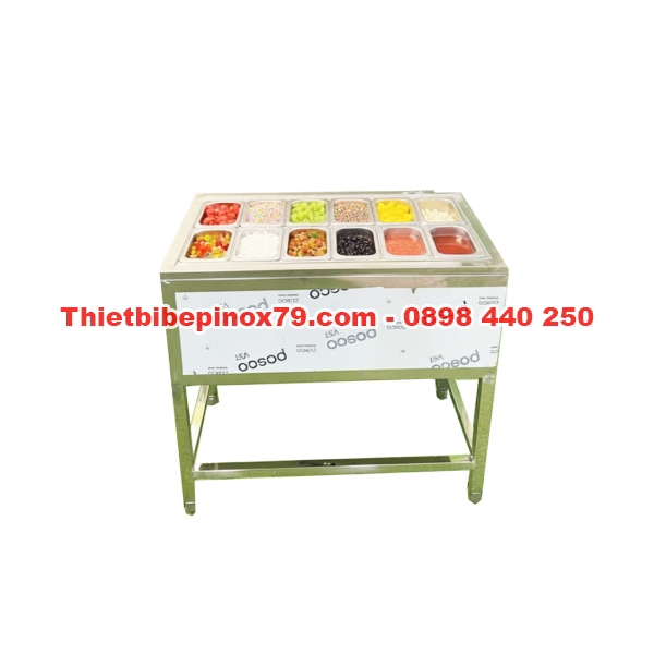 Thùng Đá Inox Kèm Khay Topping Có Chân T02