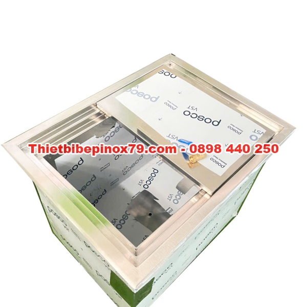 THÙNG ĐÁ INOX ÂM QUẦY CÓ VAN XẢ NƯỚC