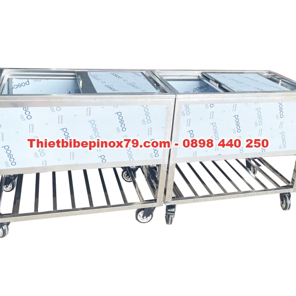 THÙNG ĐÁ INOX 304 CÓ BÁNH XE HÀNG CHÍNH HÃNG 