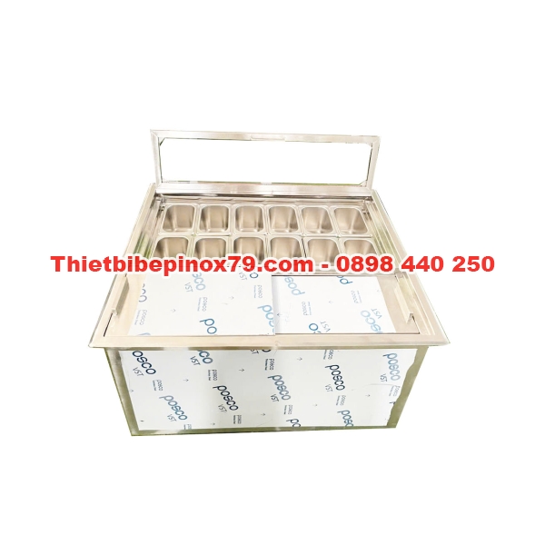 Thùng Đá Inox Kèm Khay Topping Giá Tốt