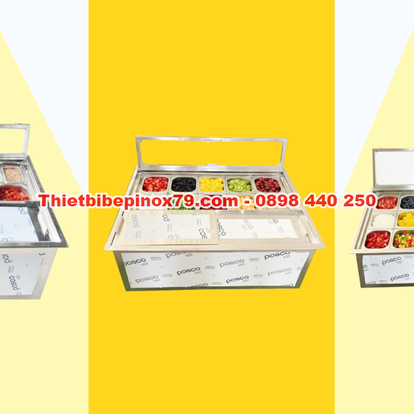 Thùng Đá Inox Kèm Khay Topping Giá Rẻ