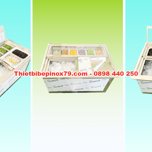 Các MẫuThùng Đá Inox Kèm Khay Topping Âm Bàn Bán Chạy