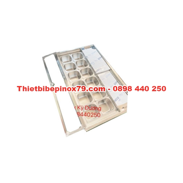 THÙNG ĐÁ INOX ÂM QUẦY 12 KHAY TOPPING