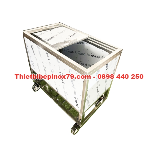 THÙNG ĐÁ INOX 304 CÓ CHÂN BÁNH XE 