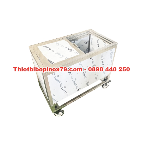 THÙNG ĐÁ INOX 304 CÓ CHÂN BÁNH XE GIỮ ĐÁ 2 NGÀY
