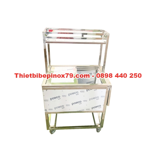 THÙNG ĐÁ INOX CÓ KỆ TRÊN 1 TẦNG