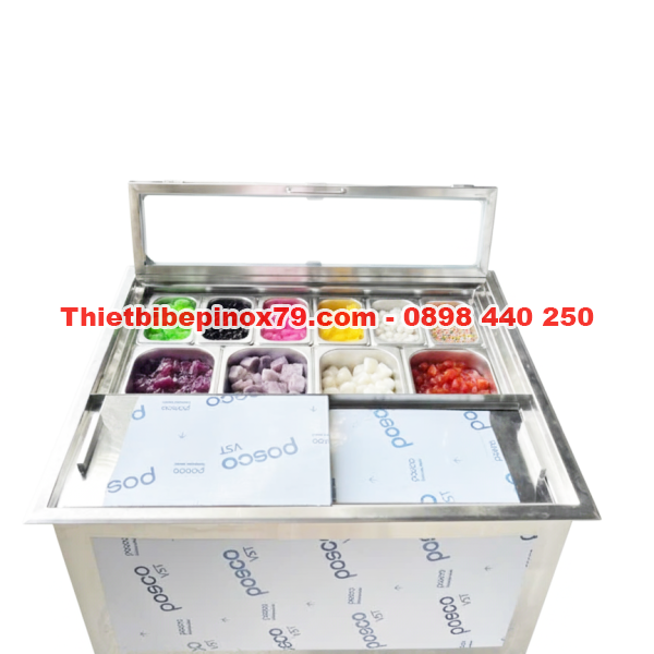 Thùng Đá Inox Kèm Khay Topping Giá Rẻ