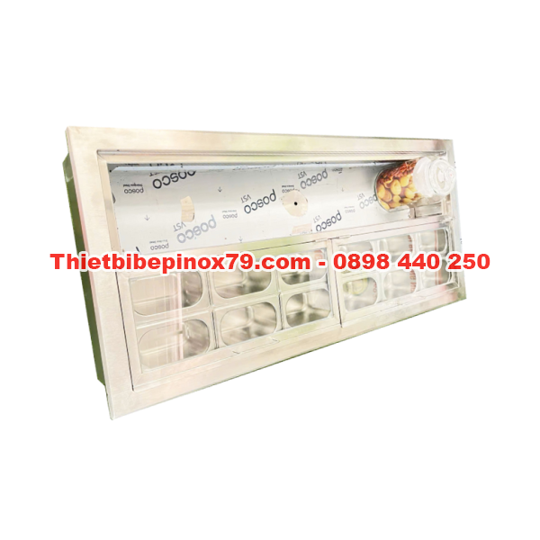 THÙNG ĐÁ INOX GIỮ LẠNH KHAY TOPPING VÀ HỦ TRÁI CÂY