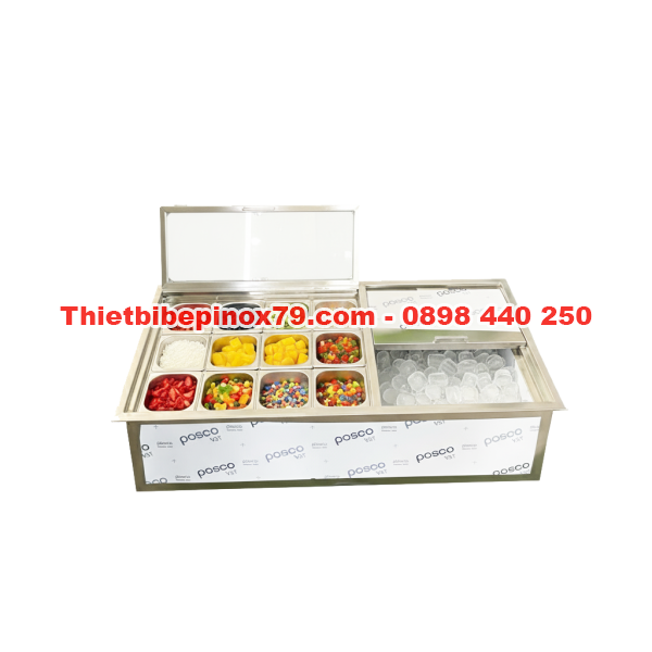 Thùng Đá Inox Kèm Khay Topping Giá Rẻ