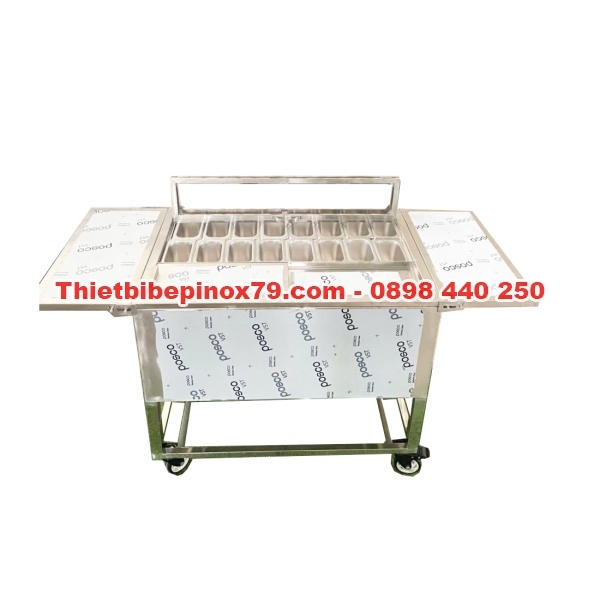 THÙNG ĐÁ INOX 304 CÓ 16 KHAY TOPPING 1 LÍT