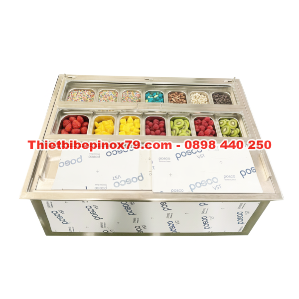 Thùng Đá Inox Kèm Khay Topping Giá Rẻ