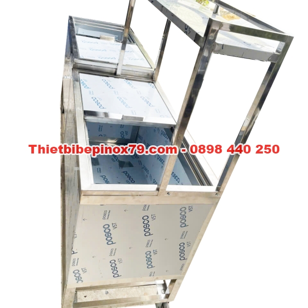 Thùng Đá Inox Có Chân Bánh Xe Kèm Kệ Trên 