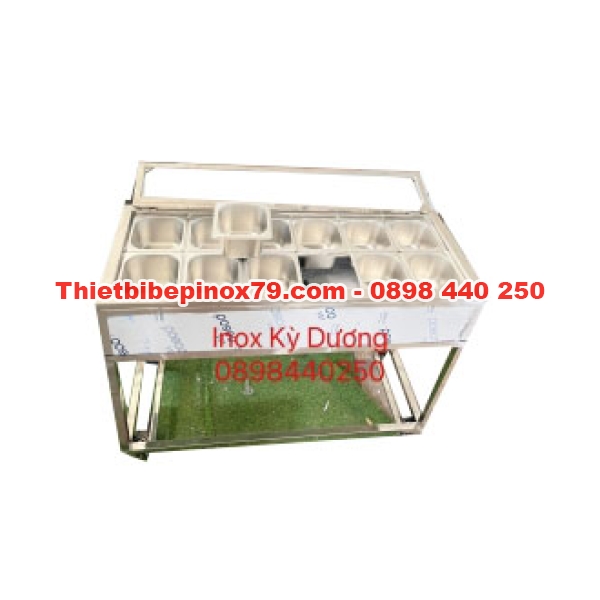 THÙNG ƯỚP LẠNH 10 KHAY TOPPING CÓ CHÂN BÁNH XE