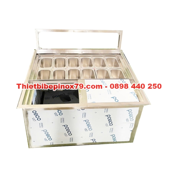 Thùng Đá Inox Kèm Khay Topping Giá Tốt