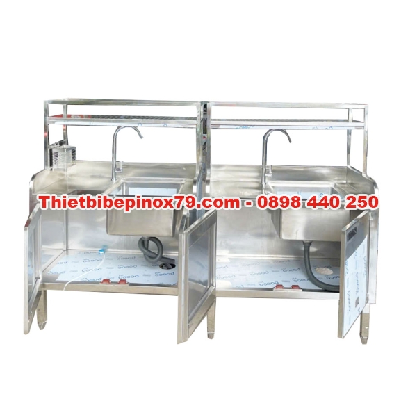 Chậu Rửa Tay Inox 304 Có Chân Kèm Kệ Kỳ Dương