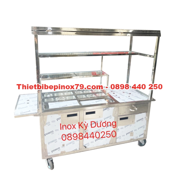 XE TRÀ SỮA CÓ THÙNG ĐÁ GIỮ NHIỆT VÀ KHAY TOPPING