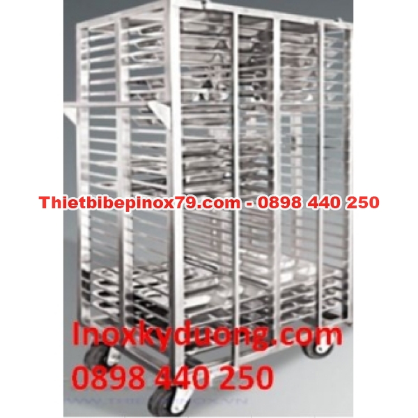 XE ĐẨY KHAY CƠM INOX