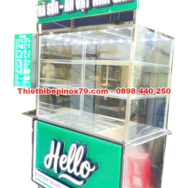 Xe Trà Sữa Đẹp Di Động Kèm Khay Topping Mẫu Mới