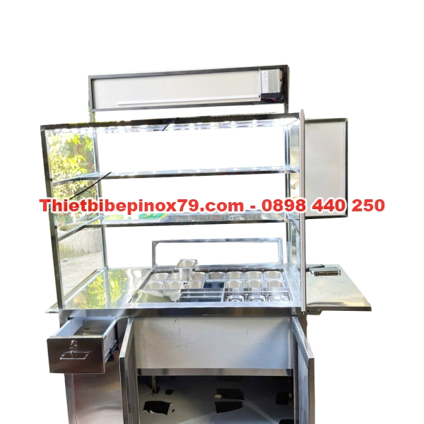 Xe Trà Sữa Đẹp Di Động Kèm Khay Topping Mẫu Mới