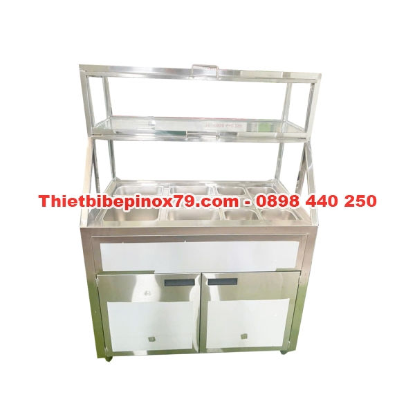 TỦ INOX CÓ THÙNG ĐÁ GIỮ LẠNH KHAY TOPPING