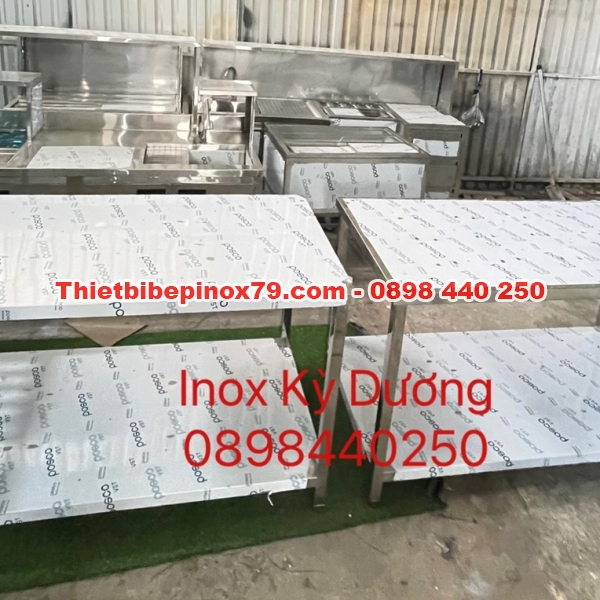 BÀN INOX 304 CÓ HAI TẦNG PHẲNG