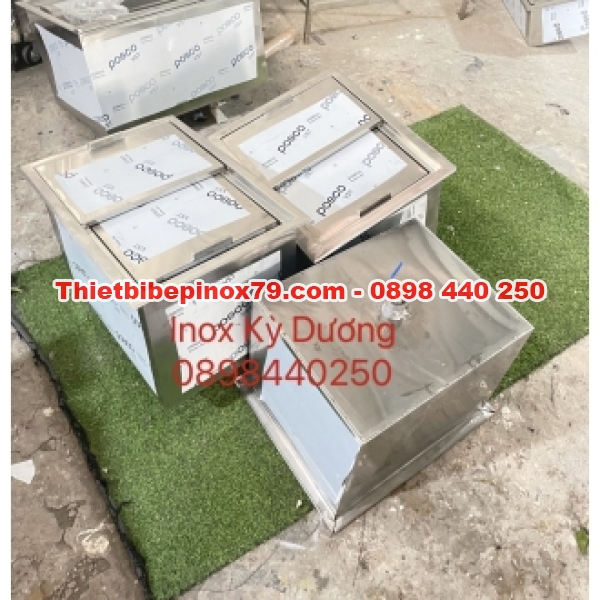 THÙNG ĐÁ INOX 304 ÂM MẶT QUẦY ĐÁ HOẶC QUẦY GỖ DÙNG TRONG QUÁN CÀ PHÊ