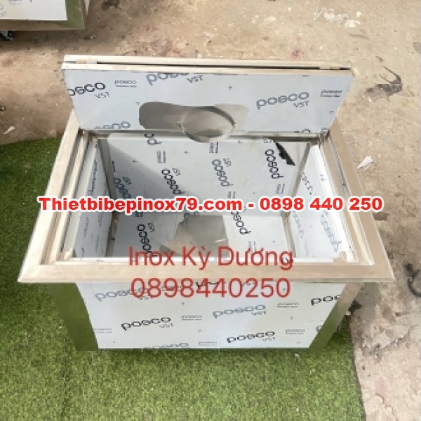 THÙNG ĐÁ INOX 304 ÂM MẶT QUẦY ĐÁ NẮP GẬP ĐÔI