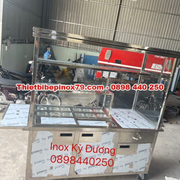 XE TRÀ SỮA CÓ THÙNG ĐÁ GIỮ NHIỆT VÀ KHAY TOPPING