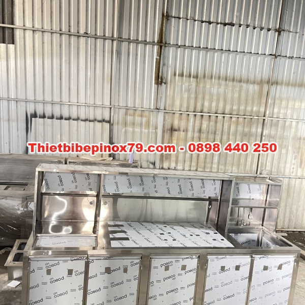 QUẦY PHA CHẾ TRÀ SỮA, CÀ PHÊ INOX 304