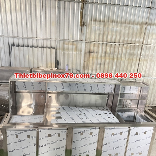 QUẦY PHA CHẾ TRÀ SỮA, CÀ PHÊ INOX 304