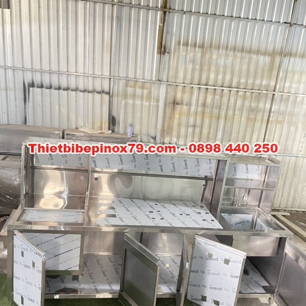 QUẦY PHA CHẾ TRÀ SỮA, CÀ PHÊ INOX 304