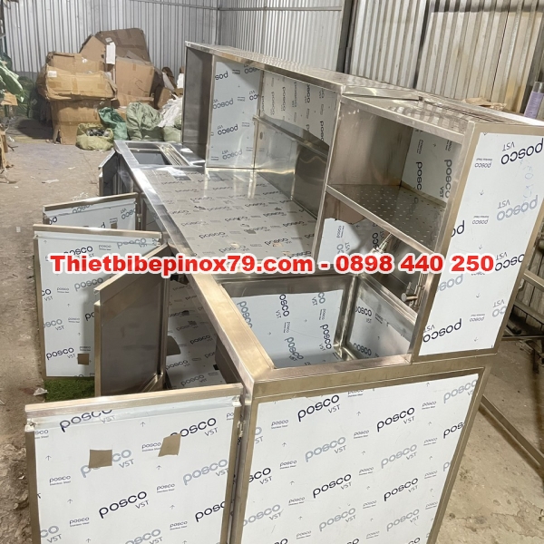 QUẦY PHA CHẾ TRÀ SỮA, CÀ PHÊ INOX 304
