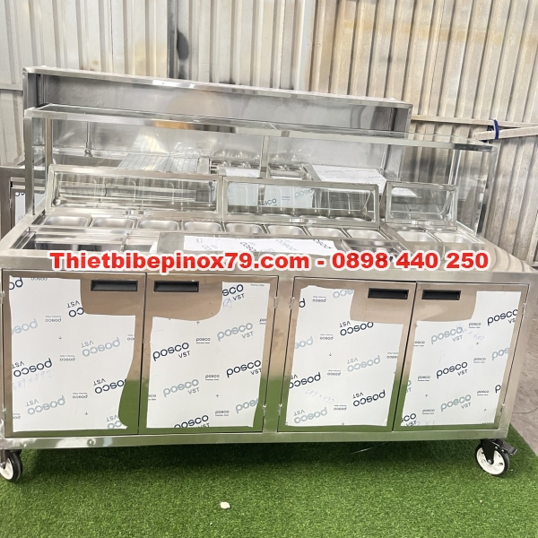QUẦY PHA CHẾ  INOX 304 CÓ THÙNG ĐÁ VÀ BỒN RỬA