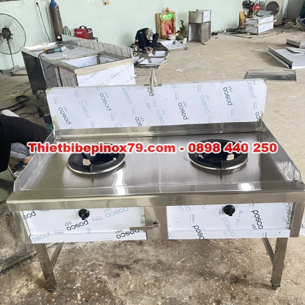 BẾP Á 2 HỌNG KIỀNG TÔ CÓ RÃNH THOÁT NƯỚC SẢN XUẤT TẠI XƯỞNG