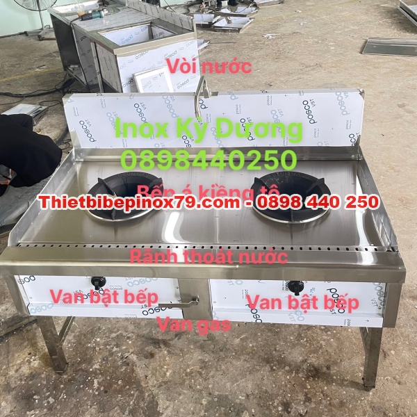 BẾP Á 2 HỌNG KIỀNG TÔ CÓ RÃNH THOÁT NƯỚC SẢN XUẤT TẠI XƯỞNG