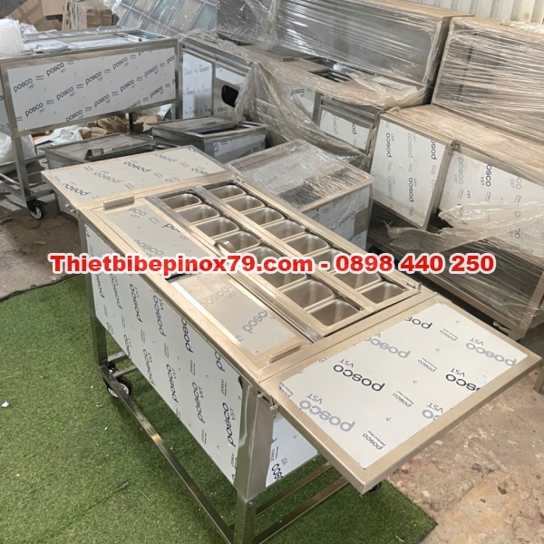 THÙNG ĐÁ INOX 304 CÓ 16 KHAY TOPPING 1 LÍT