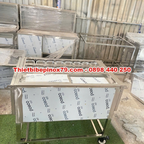 THÙNG ĐÁ INOX 304 CÓ 16 KHAY TOPPING 1 LÍT