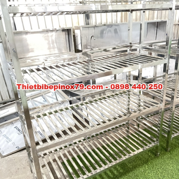KỆ INOX 4 TẦNG SONG