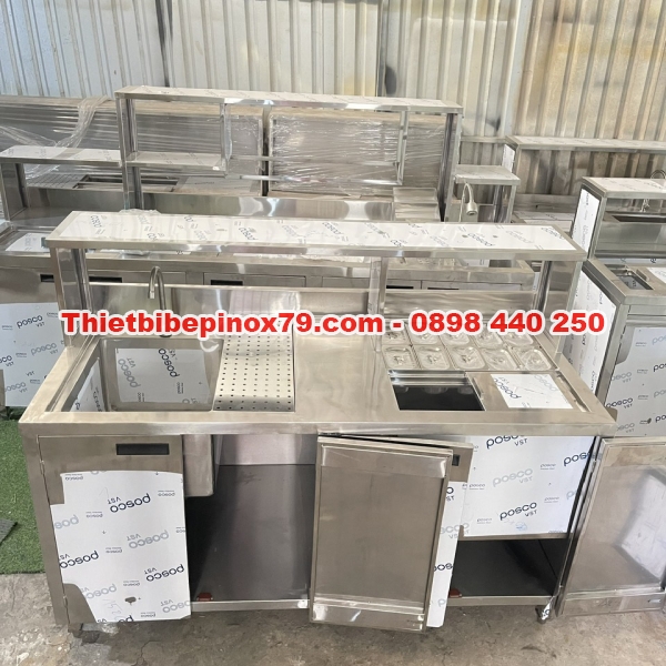 HỆ QUẦY PHA CHẾ INOX 304 DÀI MỘT MÉT SÁU