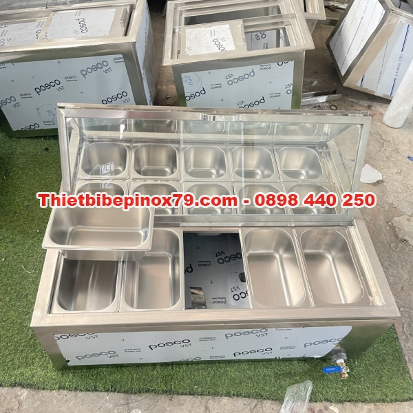 THÙNG ĐÁ INOX 304 GIỮ LẠNH TOPPING ÂM MẶT QUẦY