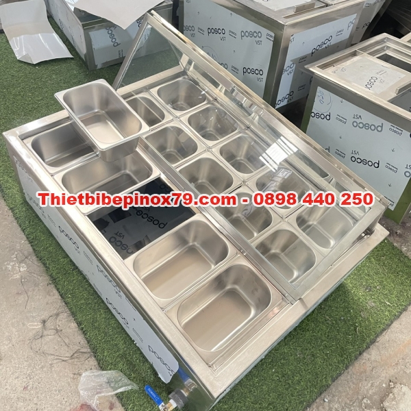 THÙNG ĐÁ INOX 304 GIỮ LẠNH TOPPING ÂM MẶT QUẦY