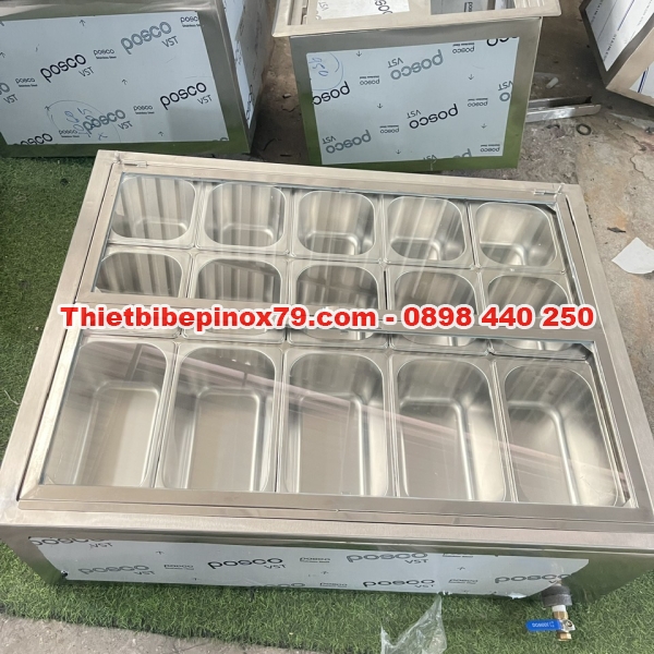 THÙNG ĐÁ INOX 304 GIỮ LẠNH TOPPING ÂM MẶT QUẦY