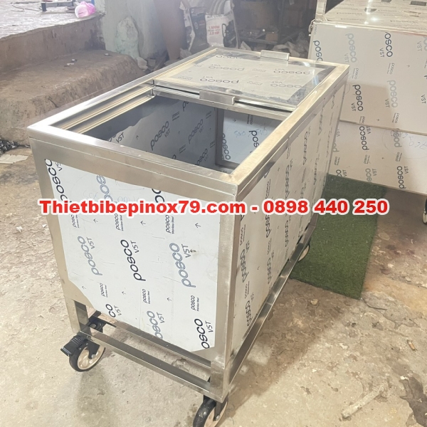 THÙNG ĐÁ INOX 304 CÓ CHÂN BÁNH XE GIỮ ĐÁ 2 NGÀY