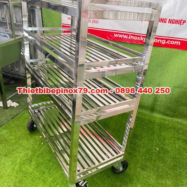 KỆ INOX 4 TẦNG SONG CÓ LAN CAN 4 MẶT