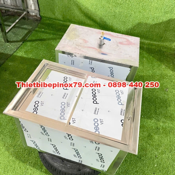 THÙNG ĐÁ INOX ÂM QUẦY CÓ VAN XẢ NƯỚC